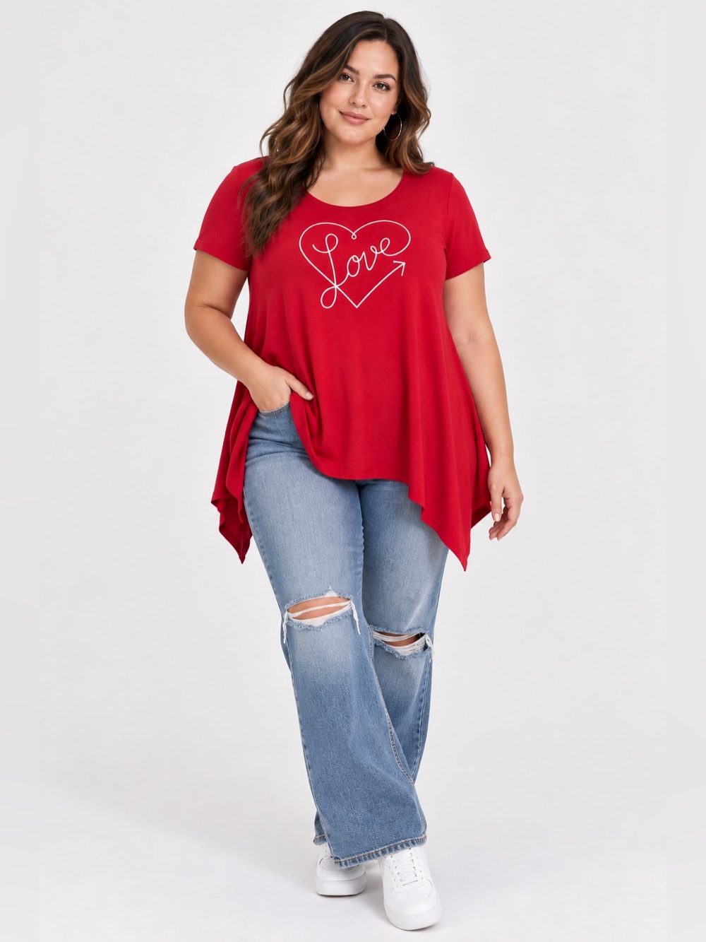 TORRID LOVE HEART RED HANDKERCHIEF TUNIC